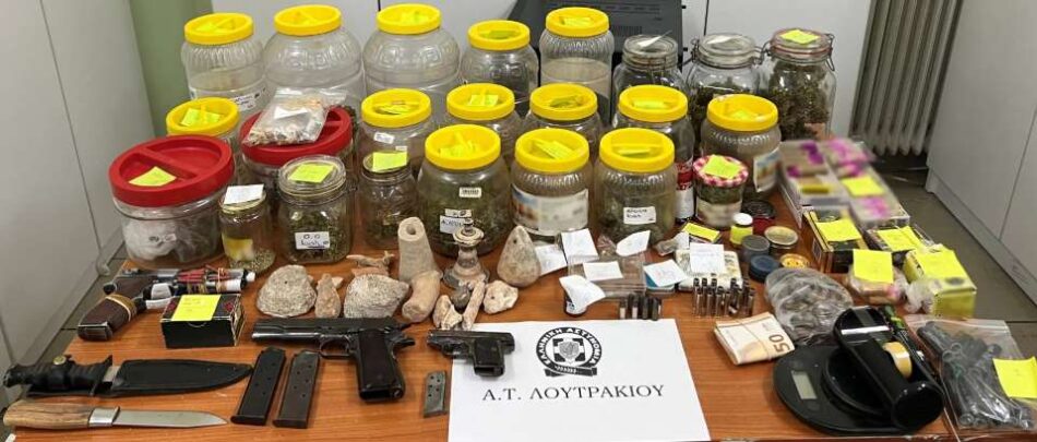 Συλλήψεις στο Λουτράκι για παραβάσεις των νόμων περί ναρκωτικών, όπλων και βεγγαλικών                                                                                                                                                               950x405